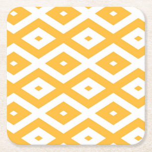 Dessous-de-verre Carré En Papier Motif diamant jaune et blanc soleil