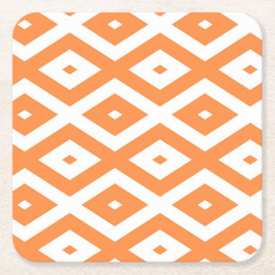 Dessous-de-verre Carré En Papier Motif diamant orange et blanc