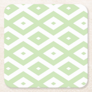 Dessous-de-verre Carré En Papier Motif diamant vert pâle et blanc