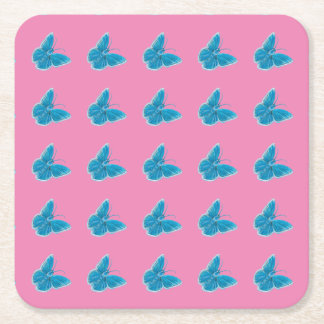 Dessous-de-verre Carré En Papier Motif d'illustration de papillons bleus