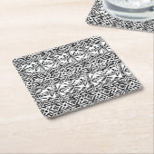 Dessous-de-verre Carré En Papier Motif d'impression d'encre maya tribal (Incliné)