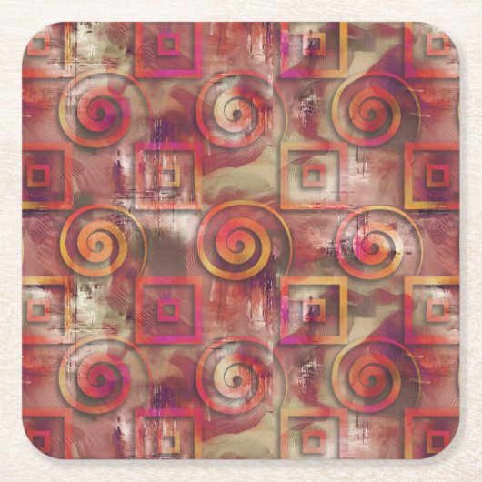 Dessous-de-verre Carré En Papier Motif d'impression multistyle Numériquement généra (Devant)