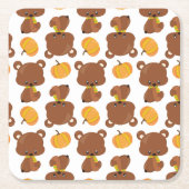Dessous-de-verre Carré En Papier Motif D'Ours, Ours Mignons, Automne, Citrouille (Devant)