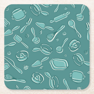 Dessous-de-verre Carré En Papier Motif d'ustensiles de cuisine