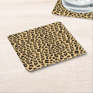 Dessous-de-verre Carré En Papier Motif Empreinte de léopard