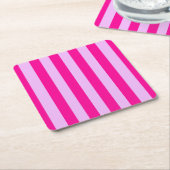 Dessous-de-verre Carré En Papier Motif en bande rose et magenta (Incliné)