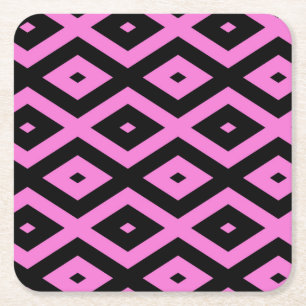 Dessous-de-verre Carré En Papier Motif en diamant rose et noir
