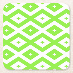 Dessous-de-verre Carré En Papier Motif en diamant vert et blanc