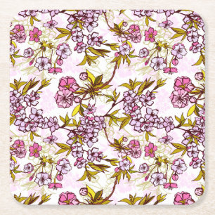 Dessous-de-verre Carré En Papier Motif en fleurs de cerisiers
