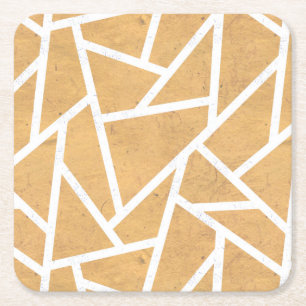 Dessous-de-verre Carré En Papier Motif en mosaïque jaune et blanc