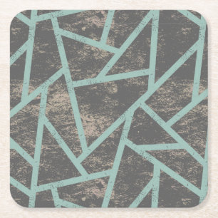 Dessous-de-verre Carré En Papier Motif en mosaïque vert pâle et gris