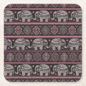 Dessous-de-verre Carré En Papier Motif ethnique noir d'éléphant (Devant)