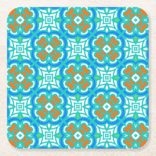 Dessous-de-verre Carré En Papier Motif ethnique turquoise