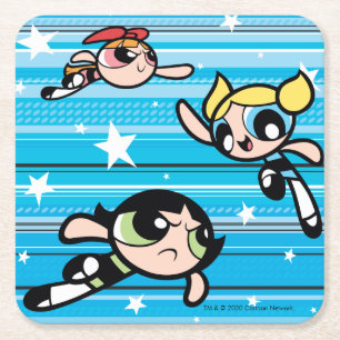 Dessous-de-verre Carré En Papier Motif étoilé des filles Powerpuff