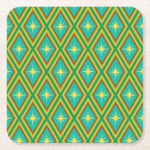 Dessous-de-verre Carré En Papier Motif étoiles jaunes du milieu du siècle sur diama