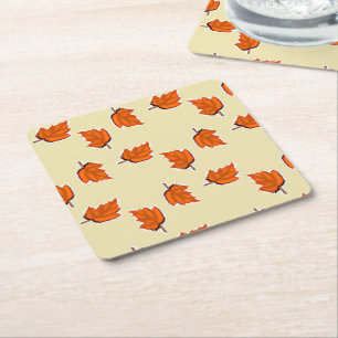 Dessous-de-verre Carré En Papier motif feuille Brown sec