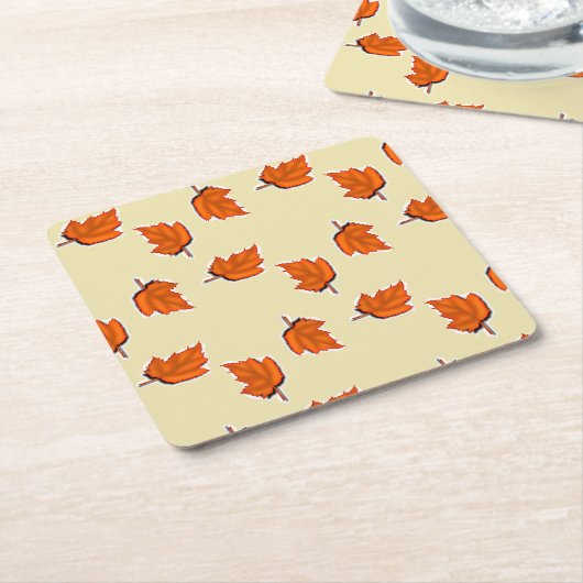 Dessous-de-verre Carré En Papier motif feuille Brown sec (Incliné)