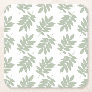 Dessous-de-verre Carré En Papier Motif Feuille de Sureau Vert+Blanc