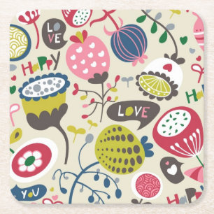 Dessous-de-verre Carré En Papier Motif floral 12