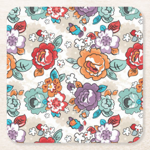 Dessous-de-verre Carré En Papier Motif floral 5 d'élégance abstraite