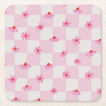 Motif floral à carreaux de marguerite rose tendre