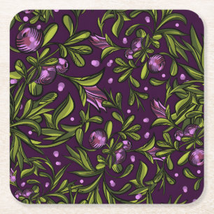 Dessous-de-verre Carré En Papier Motif floral artistique : fleurs violettes