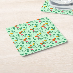 Dessous-de-verre Carré En Papier Motif floral avec fleurs roses colorées