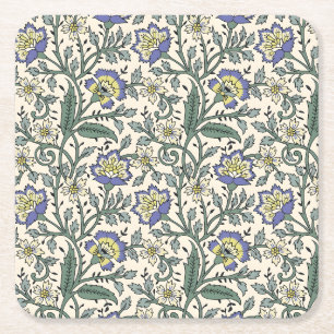Dessous-de-verre Carré En Papier Motif floral bleu, jaune et blanc sans couture