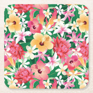 Dessous-de-verre Carré En Papier Motif floral de ketmie tropicale