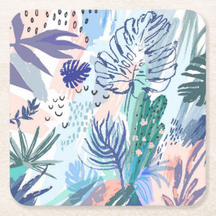 Dessous-de-verre Carré En Papier Motif floral de style tropical