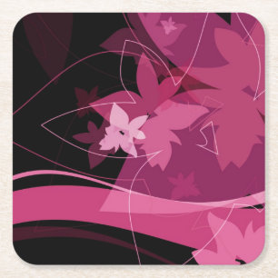 Dessous-de-verre Carré En Papier Motif floral magenta