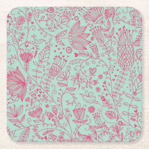 Dessous-de-verre Carré En Papier Motif floral mignon d'été