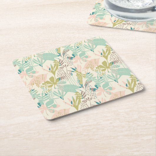 Dessous-de-verre Carré En Papier Motif floral moderne (Incliné)