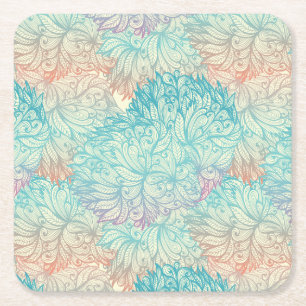 Dessous-de-verre Carré En Papier Motif floral multicolore de griffonnage