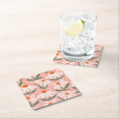 Dessous-de-verre Carré En Papier Motif floral Pink Daisy Design (En situation)