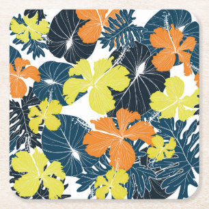 Dessous-de-verre Carré En Papier Motif floral printanier : texture florale vintage