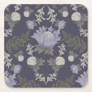 Dessous-de-verre Carré En Papier Motif floral symétrique violet foncé