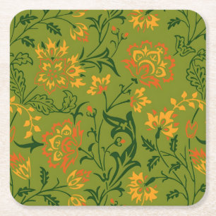 Dessous-de-verre Carré En Papier Motif floral vibrant : Fleurs jaunes et orange