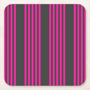 Dessous-de-verre Carré En Papier Motif Fuchsia et charbon de bois cinq bandes