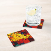 Dessous-de-verre Carré En Papier Motif géométrique d'arc-en-ciel vibrant abstrait (En situation)