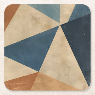 Dessous-de-verre Carré En Papier Motif géométrique en bleus, beiges et rouille