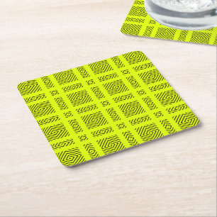 Dessous-de-verre Carré En Papier Motif géométrique jaune citron