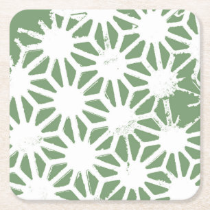 Dessous-de-verre Carré En Papier Motif géométrique vert et blanc olive