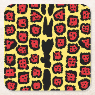 Dessous-de-verre Carré En Papier Motif Jaguar dans l'orange sanguine sur le curé ci
