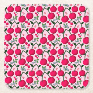 Dessous-de-verre Carré En Papier Motif joli cerise, Fruit Kawaii brillant
