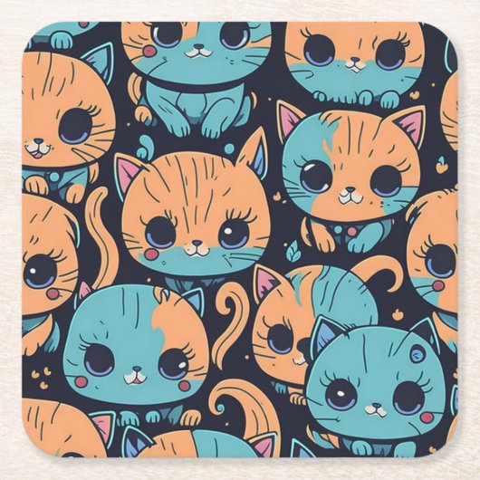 Dessous-de-verre Carré En Papier Motif Kittens (Devant)