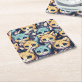 Dessous-de-verre Carré En Papier Motif Kittens (Incliné)