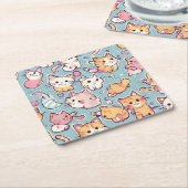 Dessous-de-verre Carré En Papier Motif Kittens (Incliné)