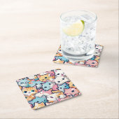 Dessous-de-verre Carré En Papier Motif Kittens (En situation)