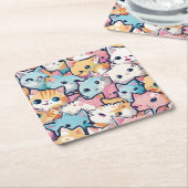 Dessous-de-verre Carré En Papier Motif Kittens (Incliné)